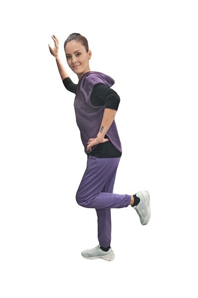 HNS Mrq Bottom Detail Hooded Vest St04615-purple-m
