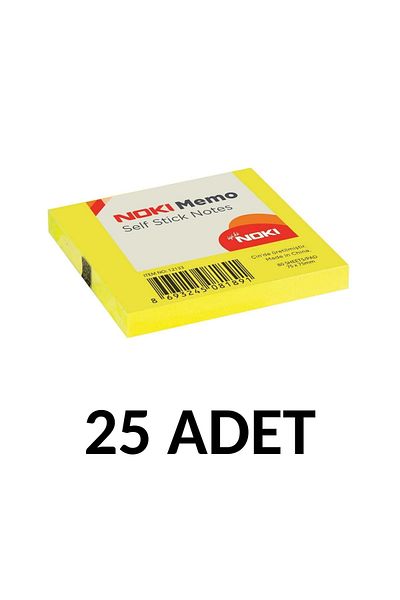 Noki 25 Pieces Postit 75mm X 75mm Adhesive Paper 80 Sheets Yellow