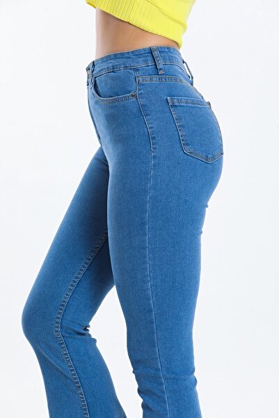 byhaziran butik Lassa Special Design High Waist Flared Leg Lycra Soft Jeans,