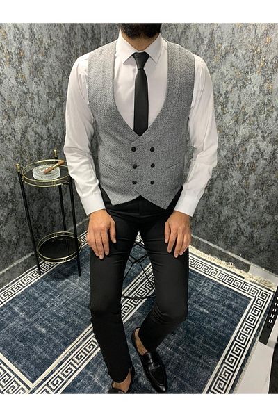 BENESSE Slim Fit Blazer Pocket Single Vest