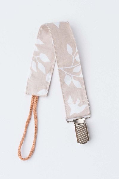 MyVera Mink Leaf Pacifier Strap - Fabric Cotton Laced Pacifier Chain - Pacifier Holder