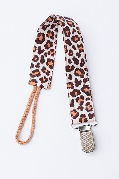 MyVera Leopard Pacifier Strap - Fabric Cotton Laced Pacifier Chain - Pacifier Holder