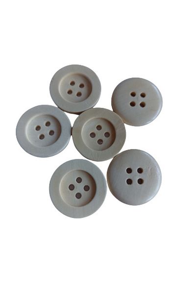hobim42 Natural Wooden Button 6 Pieces 2.5 Cm Wooden Button