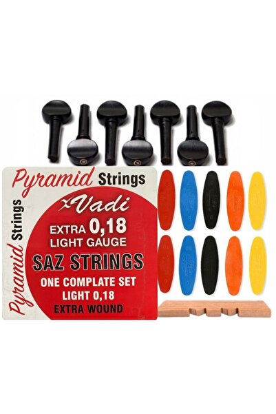 şenses müzik market Vadi 0.18 Pyramid Kısa Sap Bağlama Teli Abanoz Burgu Teze...