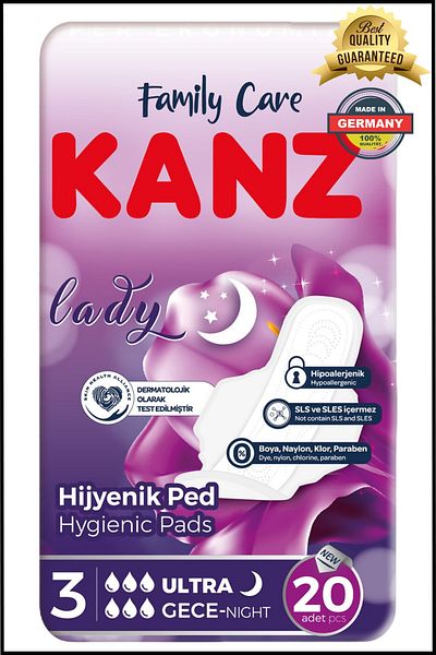 Kanz 20 Pack Women's Pads Ultra Night Sanitary Pads