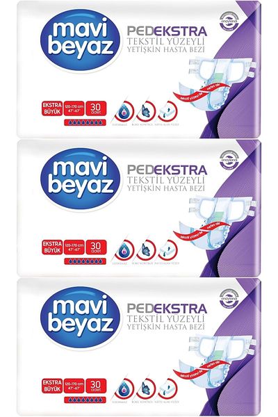 Mavi beyaz Pad Extra Textile Surface Adult Waistband Patient Diapers Xl Extra Large 90 Pieces