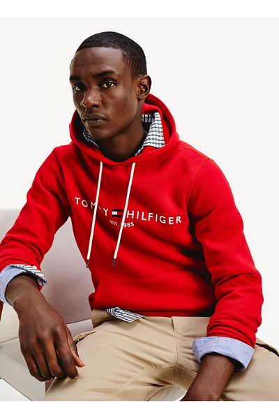 Tommy Hilfiger Men's Red Hooded Collar Sweatshirt - Mw0mw11599