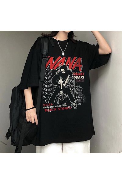 Touz My Vision Nana Printed Μαύρο μπλουζάκι Unisex Oversize