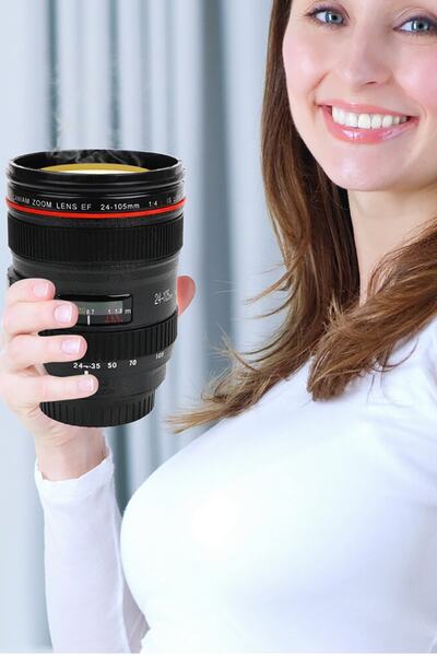 Genel Markalar Kamera Lensi Objektif Görünümlü Termos Kupa Mug Bardak