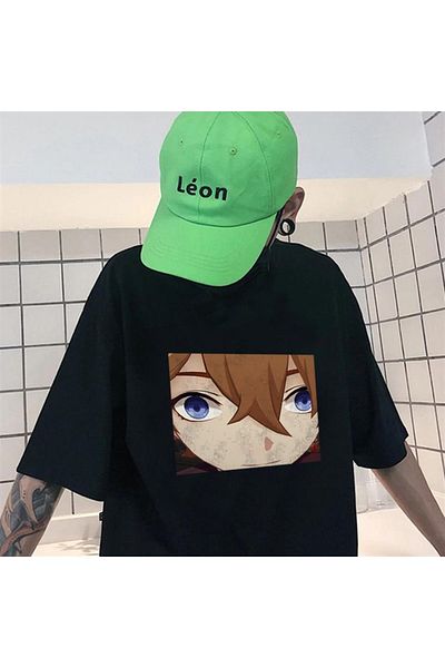 Touz Μπλουζάκι Genshin Impact Unisex Μαύρο Oversize