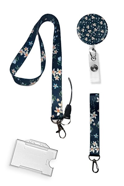 StormiStoretr Set de 4 brelocuri cu șnur pentru gât cu model floral Suport pe...