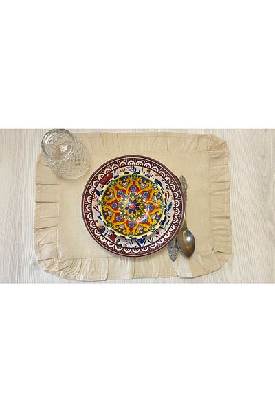 White Alamode Ruffled Single Placemat 45x35cm