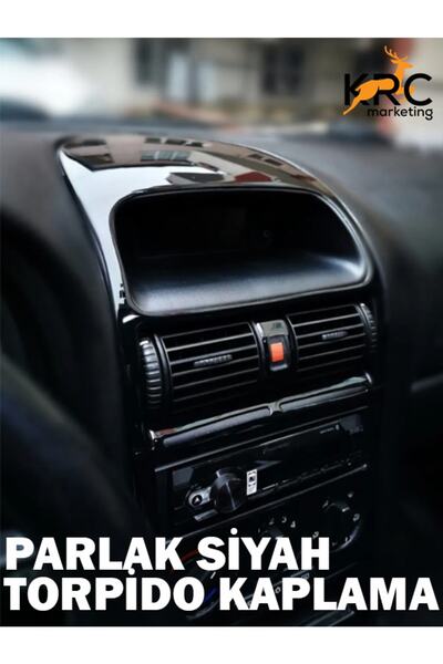 KRCMARKETİNG Parlak Siyah Piano Black Torpido Araç Içi Kaplama Folyosu 50x20 Cm
