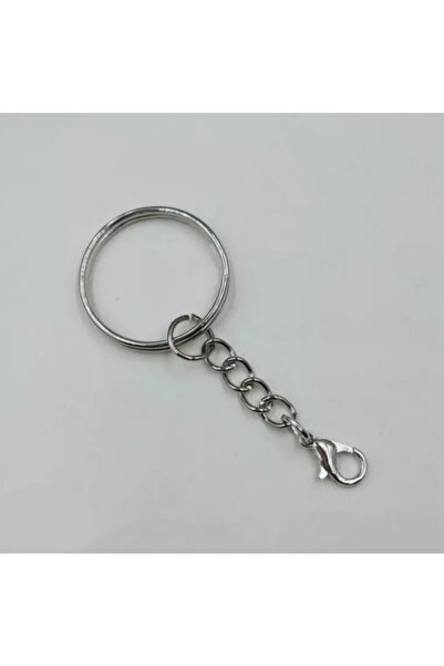Ekar accessories 25 Adet Gümüş Renk Zincirli Anahtarlık Halkası Papağan Aparatlı