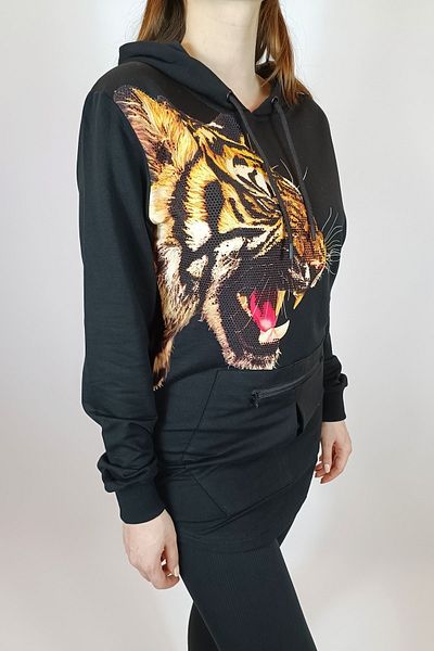 Ayya Women Hooded Sweatshirt with Tiger Stone Accessories