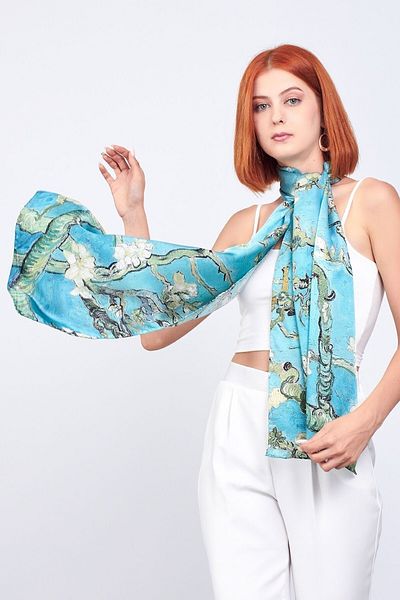 Nomads Felt Van Gogh Almond Tree Silk Scarf - 55X180 cm Nomads Felt