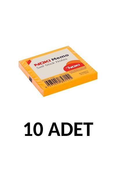 Noki 10 Pieces Postit 75mm X75mm Adhesive Paper 80 Sheets Orange