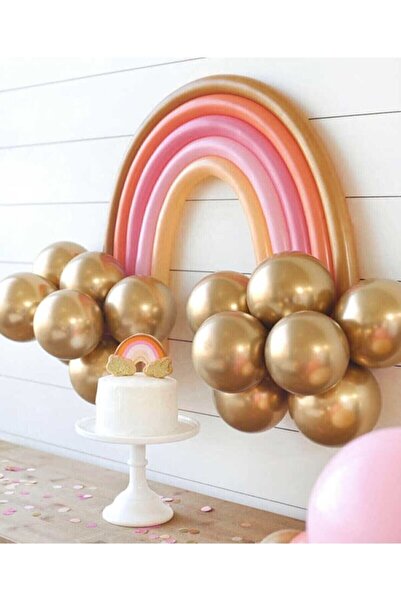 party mix Gökkuşağı Balon Set Makaron Renkler Gökkuşağı Doğum Günü Rainbow