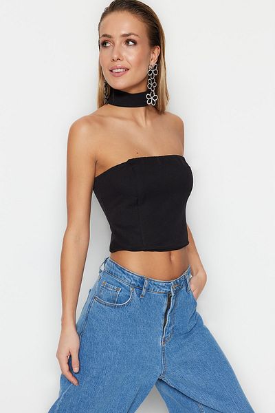 Trendyol Collection Чорна ткана блуза з підкладкою TPRSS23BZ00031