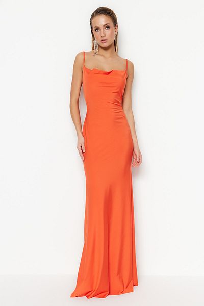 Trendyol Collection Πλεκτό μακρύ βραδινό φόρεμα Bomegranate Flower Sitting TPRSS23AE00060