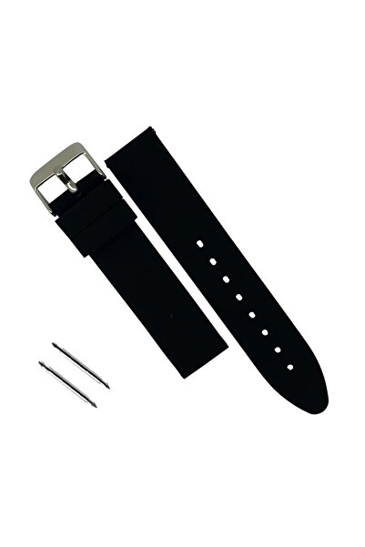 onlinekordon Fossil Saat Uyumlu 22mm Siyah Silikon Saat Kordonu Kayışı