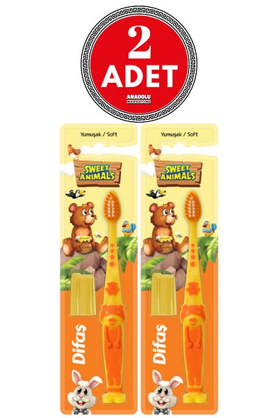 Difaş Sweet Animals Toothbrush Soft Orange 2 Pieces