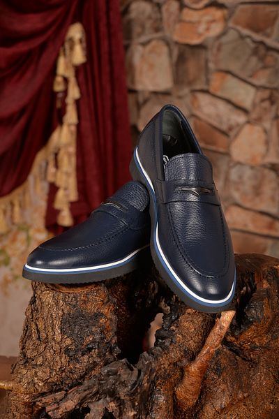 JAMES FRANCO Mocasini din piele naturala bleumarin pentru barbati, model de pantofi casual care ofera durabilitate si eleganta in unu