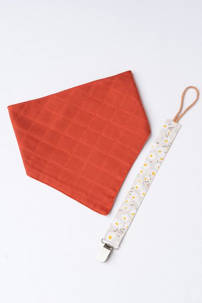MyVera Tile Scarf - Mink Daisy Pacifier Strap Set of 2