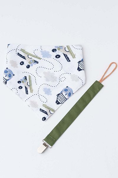MyVera Double Layer Baby Drool and Scarf Set of 2 with Pacifier Strap and Muslin Fabric
