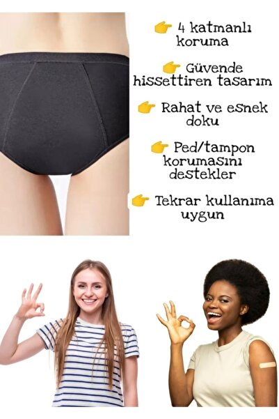 OverPazar 3 Adet Regl Külotu Kadın Özel Gün Külotu Hijyenik Ped Külotu Günlük Ped Külotu Iç Çamaşırı