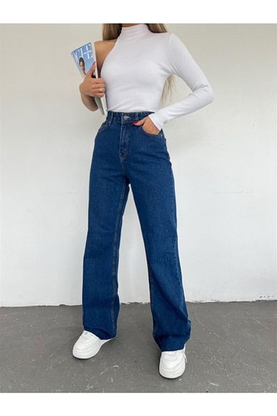 LAMİRA Blugi elastici cu talie înaltă și picior largi 1001