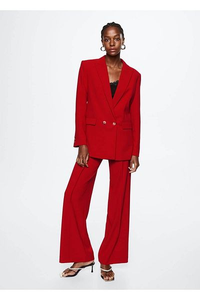 MANGO Woman Molded Blazer Jacket with Flap