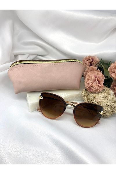 Di Caprio Siaro Cat Eye Brown Women's Sunglasses with Gold Detail