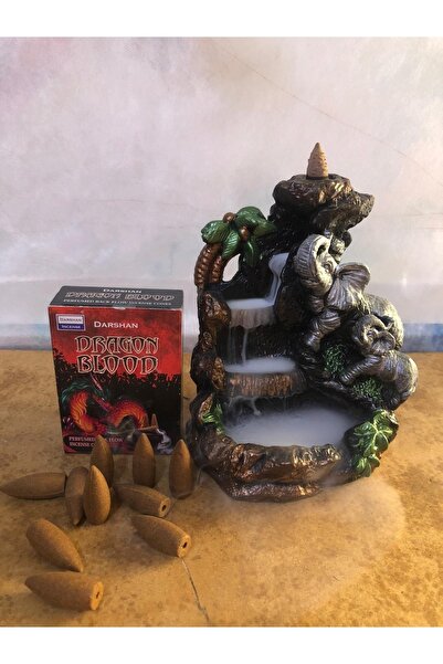 Fil Figürlü Şelale Geri Akış Tütsülük / 10 Adet ( Dragon Blood ) Tütsü