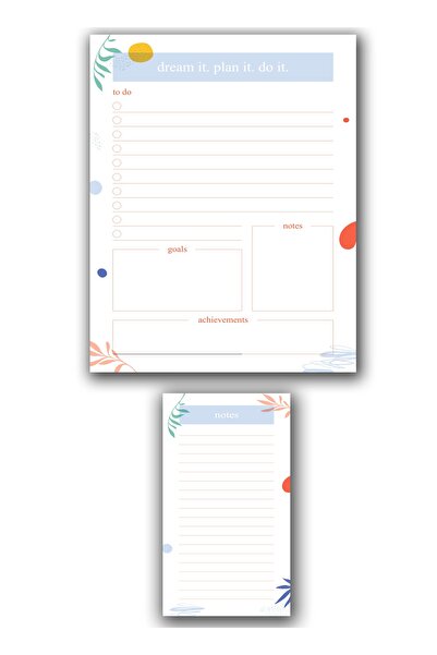 FLY COLOR Planificator zilnic pentru lucruri de făcut, obiective și note Set cu model de flori decupate A5