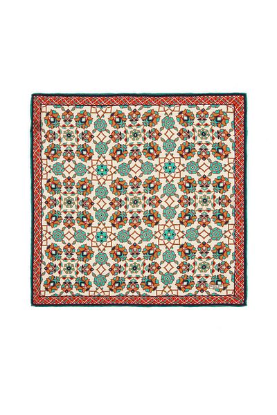 Bursa İpek Ecru Tan Motif Pattern Silk Handkerchief
