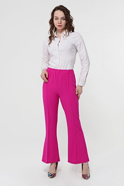 MD trend Pantaloni evazați pentru femei, fucsia, cu talie elastică, cu cusături în față