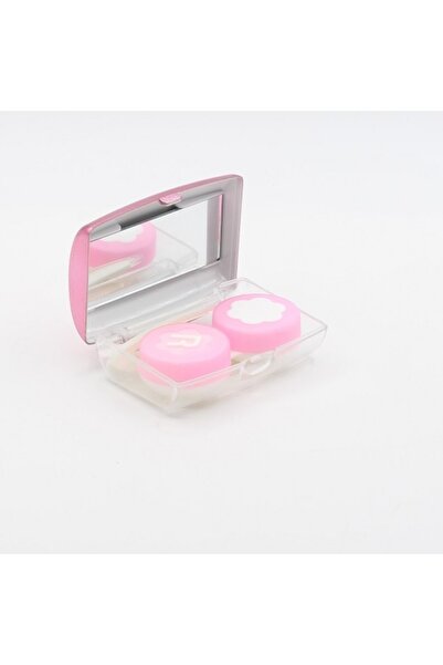 Hermoda Gözlük Küçük Pembe Aynalı Lens Kutusu Seyahat Kiti