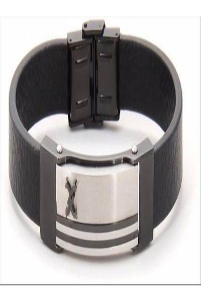 Daniel Klein Leather Cord Steel Case Men's Bracelet