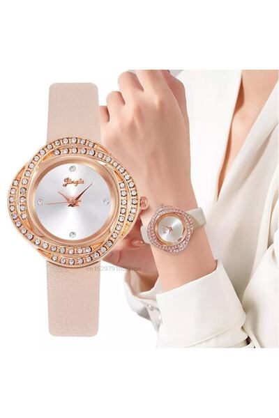 Gogoey ساعة يد نسائية فاخرة وأنيقة باللون الذهبي الوردي