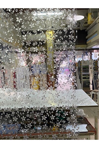 ANTİSAL 137 Cm - 200 Cm Statik Cam Folyo Filmi Çiçek Desenli Duşakabin Ev Ofis