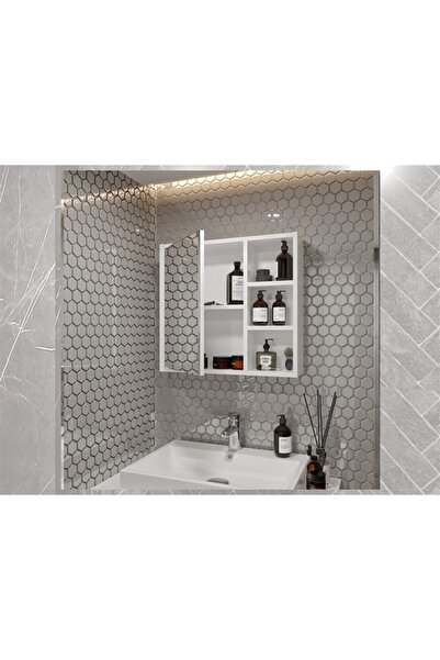 ROSEPAL YARE Banyo Tuvalet Aynalı Beyaz Dolap 65'