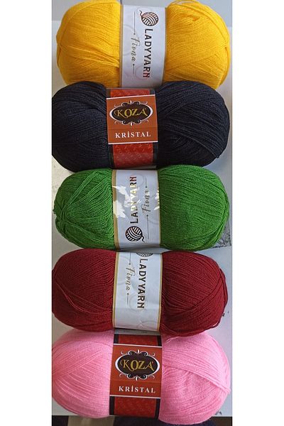 hobim42 Koza Lady Yarn Lif Crystal Yarn Set 5 Yumak Θα σταλεί ίδιο χρώμα και μάρκες όπως στην εικόνα