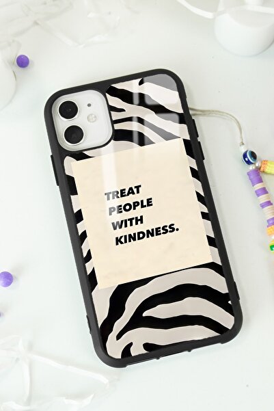 Spoyi Iphone 11 Uyumlu  Zebra Motto Tasarımlı Glossy Telefon Kılıfı
