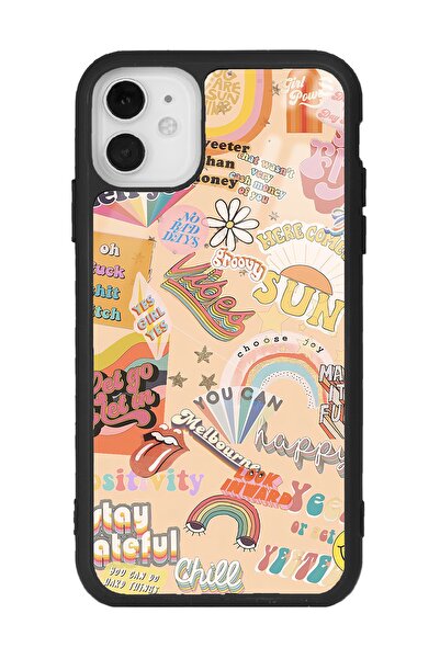 Spoyi Iphone 11 Vintage Sticker Tasarımlı Glossy Telefon Kılıfı