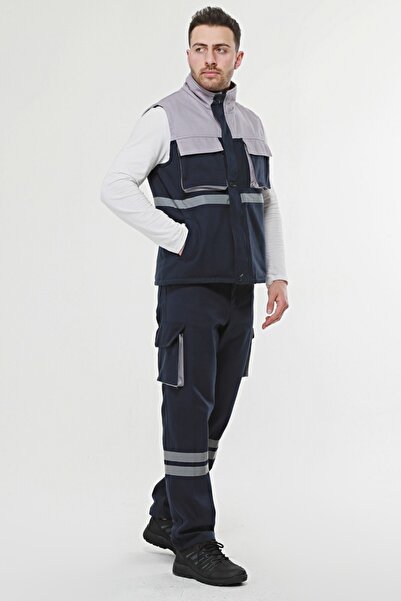 Uniprom Work Vest Lined Winter 7-7 Fabric 5 Pockets Navy Blue Men