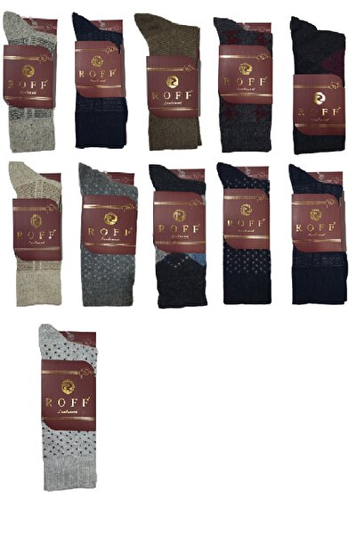 Roff Yünlü Lambswool Koyun Kılı Kışlık Erkek Çorap Asorti Renk 10 Lu Paket 40-44 Numara