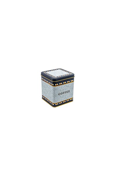 EVLE Er024-7d Mosaic Coffee Patterned Square Metal Storage Container 12x12 Cm