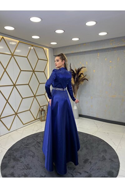 PİENNAR Вечірня сукня Suna Tesettur з кам'яним поясом Saks