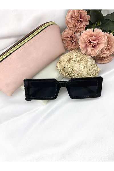 Di Caprio Valve Rectangle Vintage-retro Black Women's Sunglasses